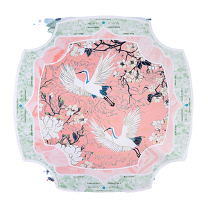 Tapete de Microfibra para Mesa de Mahjong Americano, para 4 Jugadores, con Estampado Floral de Grullas, Antideslizante, Portátil, Plegable, con Marcadores de Posición - Product Image 1