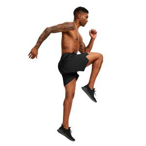 Stretch Solid Casual Athletic <b>Layered</b> Men's Shorts Eco-Friendly Performance Sportswear with OEM/ODM Customization - Product Image 1