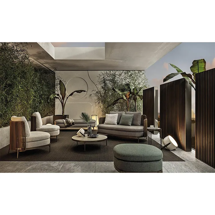 Fita moderna de design personalizado, corda de tecido, estilo, cabo, conjunto de móveis para jardim, sofá ao ar livre
