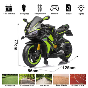 Kids <b>24V</b> Motorcycle Leather Seat Electronic Dashboard Laser Outline Body Light Painted EVA Wheels Ride on Motorbike Toy - Product Image 2