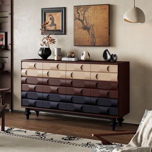 Aparador de madera maciza con múltiples compartimentos y almacenamiento organizado para comedor, sala de estar, entrada, uso adulto - Product Image 1