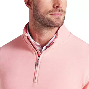 Logo personnalisé pour hommes à manches longues 1/4 Sweat-shirt zippé brodé Protection solaire UPF 50 Athletic Pink Golf Pullover - Product Image 2
