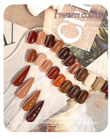 Ensemble de vernis à ongles en gel de style macaron rétro en 20 couleurs, couleur café caramel brun, sans essuyage, vernis à ongles en gel pour l'automne et l'hiver