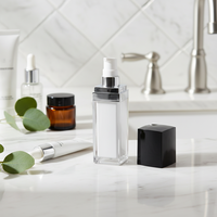 Flacon carré en acrylique de luxe grande capacité avec pompe pulvérisateur, sérigraphie pour sérum, lotion, emballage cosmétique (couleur personnalisée)