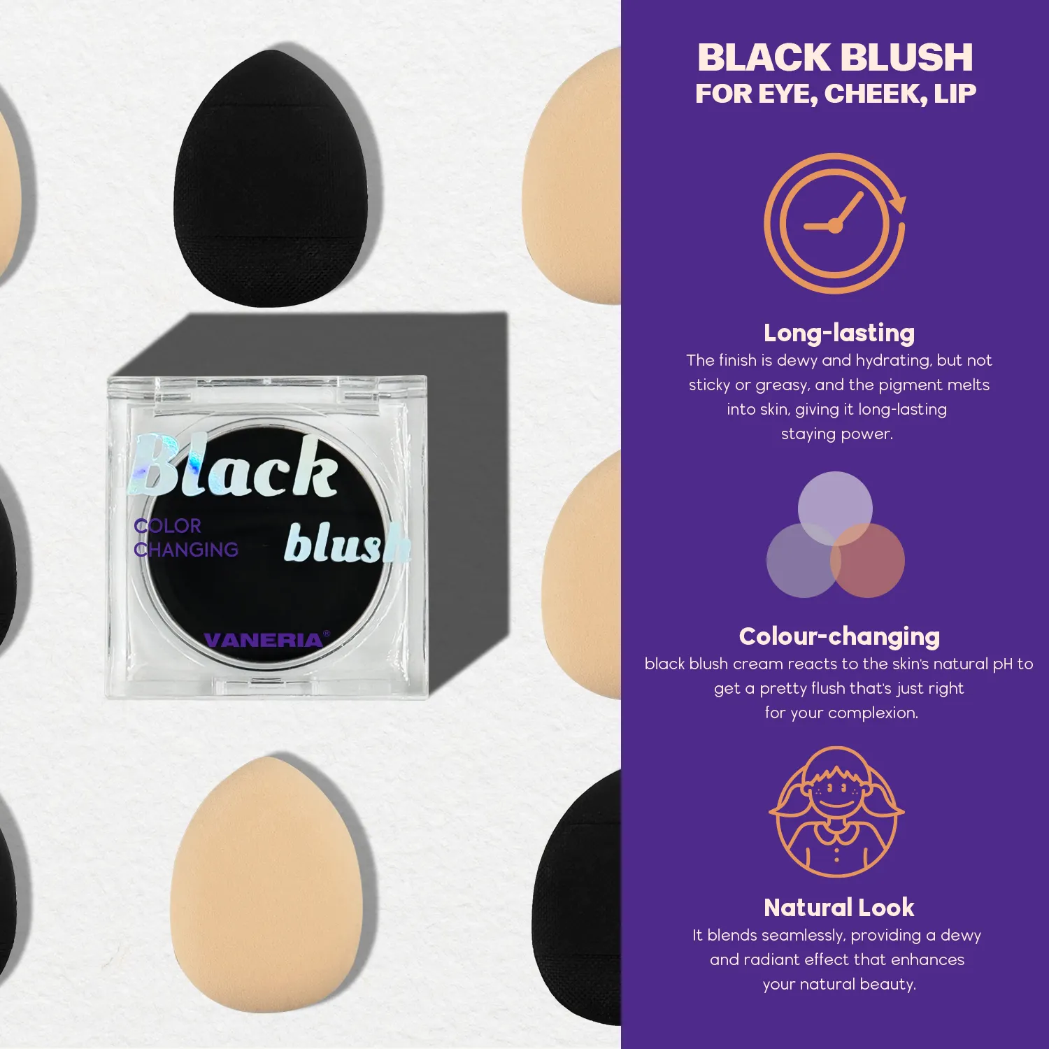 OEM/ODM Blush nero tavolozza trucco guancia tinta naturale leggera temperatura PH colore crema che cambia Blush