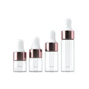 Chai mẫu thử thủy tinh mini 1ml 2ml 3ml 5ml in ấn tùy chỉnh, có ống nhỏ giọt và vòng vàng, bao bì mỹ phẩm - Product Image 1