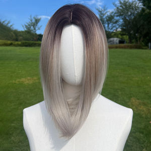 Kısa düz Bob sentetik sentetik peruk kahverengi sarışın degrade kadın Peruque mahkemeler corcas Corta Perucacurta - Product Image 5