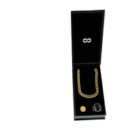 Boîte à bijoux magnétique personnalisée de luxe en papier carton noir à rabat anneau de glace boucle d'oreille collier cubain emballage de luxe pour hommes pour leur
