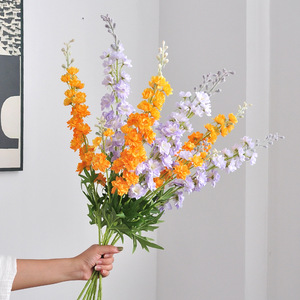 Fleurs artificielles de delphinium Yoshinobu en soie, bouquet rose et blanc, décoration de mariage, branche unique - Product Image 2