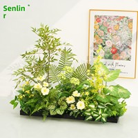 Boîte à fleurs d'extérieur haut de gamme style pastoral avec fleurs et plantes artificielles réalistes (Chrysanthèmes et autres)