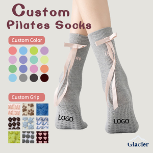 Calcetines de Pilates Antideslizantes y Transpirables de Primera Calidad con Lazos, Marca <span class=keywords><strong>Glacier</strong></span> - Product Image 1