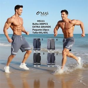 กางเกงขาสั้นโพลีเอสเตอร์แห้งเร็วสำหรับผู้ชายพร้อมเชือกผูกข้างเอวแบบลำลองสำหรับเล่นกีฬาเอวกลางความยาวสั้นสีเทา - Product Image 3