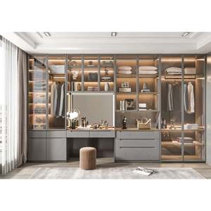 Meubles de chambre à coucher modernes et durables sur mesure, armoire en bois à deux portes, combinaison d'armoires, armoires de bordure - Product Image 5