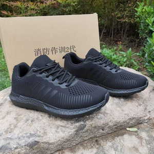 Zapatos de entrenamiento para bomberos, parte superior de malla negra, ligeros, transpirables, antideslizantes, zapatos de trabajo, correr y senderismo para hombre - Product Image 3