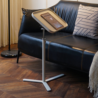Table d'appoint pliable réglable en hauteur, brevetée, style nordique, en bois multicouche, rotative à 360°, en métal, multi-usage, pour ordinateur portable, mobilier de maison