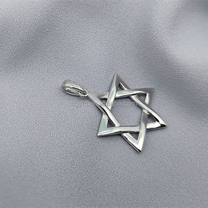 Colgante Estrella de David de Plata de Ley 925, 3.2 Gramos, Plata y <span class=keywords><strong>Oro</strong></span>, Judaísmo, Estrella de David, Magen David, Colgantes, Regalo Judaico - Product Image 2