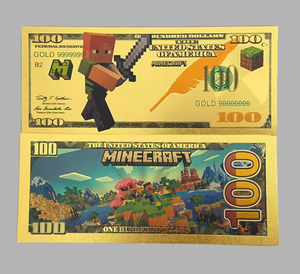 Nouveauté 2026 : 10 types de billets de banque Anime Mine Craft d'Amérique plaqués or 24 carats pour collection - Product Image 4