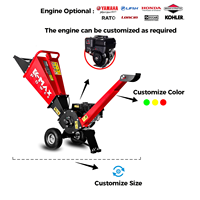 Broyeur de bois à essence certifié CE K-Max Power 7HP 212cc pour usage en jardin et en ferme, diamètre de broyage maximal de 2 pouces