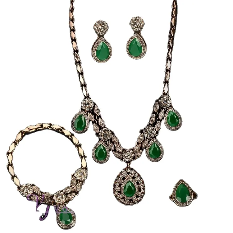 2021 Emerald Necklace Ring Set Fashion Wedding Hot Sell Jewellery