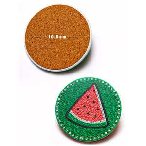 2020 nuovo diamante Mini tazza d'acqua Pad isolante fai <span class=keywords><strong>da</strong></span> te pittura diamante sottobicchiere mosaico cartone animato frutta immagine di strass regalo - Product Image 4