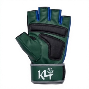 Guantes Deportivos K4 de Medio Dedo, Cuero PU, Correa de Muñeca Ajustable, para Levantamiento de Pesas, Entrenamiento en Gimnasio, Unisex, Verde y Azul - Product Image 1