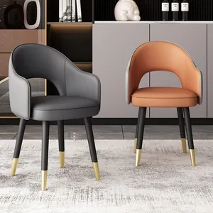 Eetkamerstoel Goud Nordic Luxe Lederen Metalen Dinning Home Modern Restaurant Stoelen Set Eetkamer Meubels Voor Eettafel