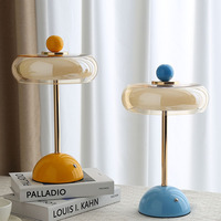 Lampe de table en verre style vintage en forme de champignon, avec cadre en fer, commande tactile, DIY - Lampe de chevet de luxe pour chambre/salon