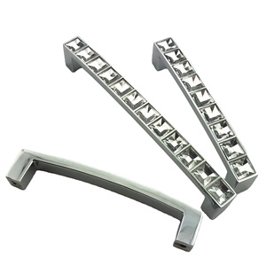 Crystal Drawer Pulls Luxury Chrome Gold Color <strong>Diamond</strong> studded Wood Furniture <strong>Cabinet</strong> Door Crystal Handles - Product Image 1