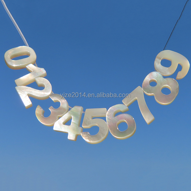Natural Mother of Pearl Shell Numbers 0 - 9 Double Sided Flat No Hole MOP Digits for Jewelry Inlay Ring Earring DIY Craft Making