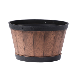 Maceta de plástico <span class=keywords><strong>con</strong></span> diseño de <span class=keywords><strong>madera</strong></span> para jardín, cubo decorativo para interior, estilo rústico, macetero de barril de vino, hecho de fábrica - Product Image 2