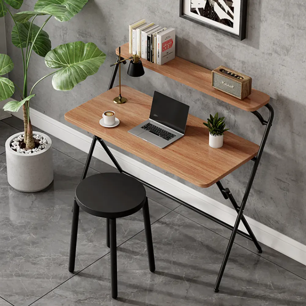 Mesa de escritório moderna com tampo de madeira reversível bjflamingo Mesa dobrável para laptop de bambu