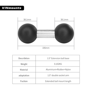VINmounts 1.5 Inch Double Ball <b>Adapter</b> C Size Compatible with RAM Mount System Car Mount Heavy Duty Connector VIN-C-014 - Product Image 2