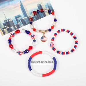 Nueva bandera americana de EE. UU. Día DE LA Independencia Pulseras elásticas Taylore <span class=keywords><strong>Swift</strong></span> con cuentas de arcilla polimérica - Product Image 3