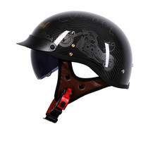 Casque de moto en fibre de carbone, demi-casque ouvert, coque légère en carbone, casque d'été pour scooter pour adultes