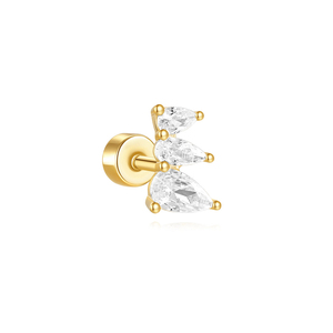 Meilleures ventes : Boucle d'oreille clou géométrique en forme de cerf-volant aquatique en argent 925 plaqué or - Product Image 3