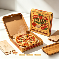 Boîtes à pizza en carton ondulé kraft de qualité alimentaire SP5296, résistantes à la graisse, biodégradables, avec logo personnalisé pour les pizzerias à emporter