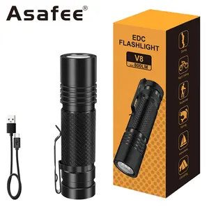 Portable Mini Pocket EDC Flashlight 800LM Self Defense Powerful Rechargeable Tactical Camping LED Halloween Torch Light