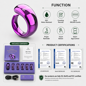 Digital Tasbih Ring Prayer Beads Islamic Electronic SQ976 5-in-1 Size <b>Clock</b> Smart Rings IP67 Waterproof Ensures Durability in Va - Product Image 2