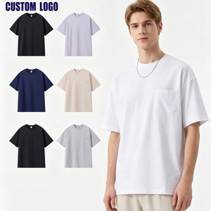 Camisetas de algodón de alta calidad de 260 g/m² con bolsillo, informales, con impresión de logotipo, para hombre, lisas, al por mayor, personalizadas. - Product Image 3
