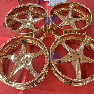 Rines de Aleación Forjada de 24/26 Pulgadas, Totalmente Cromados en Oro, Tapas Centrales Flotantes Personalizadas - Product Image 5