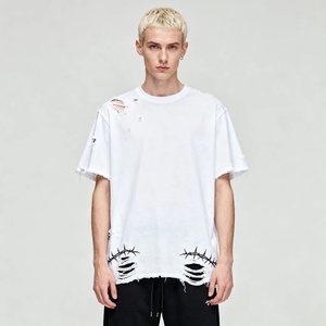 Fabricant de t-shirts brodés vintage sérigraphiés avec graphique vieilli T-shirts personnalisés lourds et courts pour hommes - Product Image 1