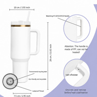 Gobelet isotherme de 40 oz avec logo personnalisé de haute qualité, personnage de dessin animé, poignée en strass et double paroi isolante.