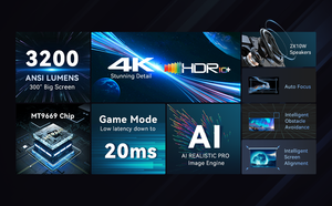 Dangbei เลเซอร์โปรเจกเตอร์4K alpd 3D แท้4K UHD <span class=keywords><strong>โปร</strong></span>เจกเตอร์3200แอนซีสว่างพิเศษ Bei dangmars Pro 4K - Product Image 2