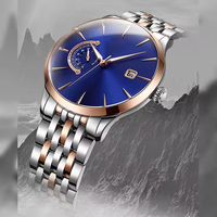 Montre à quartz pour homme multi-affichage étanche, montre de couple, affichage de la date, bracelet en acier inoxydable, emballage en boîte cadeau