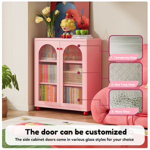 Mueble de Almacenamiento Moderno de Acero para el Hogar con Puerta de Vidrio Rayado para Esquinas sin Uso, Áreas de <span class=keywords><strong>Comedor</strong></span>, Maximiza el Espacio en Salas de Estar Pequeñas - Product Image 2