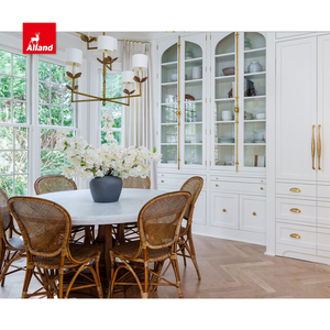 Allandcabinet phong cách đương đại vàng xử lý Tempered Glass Trắng Shaker tủ bếp - Product Image 6