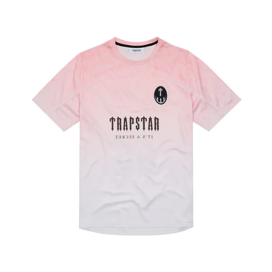 Embroidery LOGO Trapstar T Shirt Men Women EU Size Trapstar Top Tees FOOTBALL T SHIRTS -DUSTY PINK Summer Couple Clothing