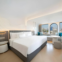 Fabricant de Foshan, meubles de chambre d'hôtel sur mesure, canapé moderne, mobilier de chambre à coucher, lit double en cuir standard 4 étoiles