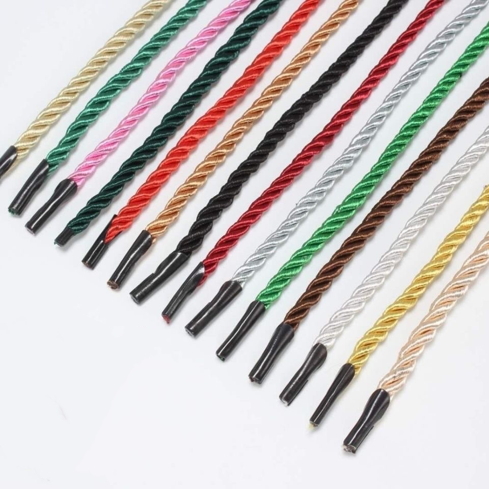 Stock Wholesale 5mm Nylon Braided 3 Strands Twist Handle Rope for Paper Bag Environmental Shopping Paper Bag Handle Rope