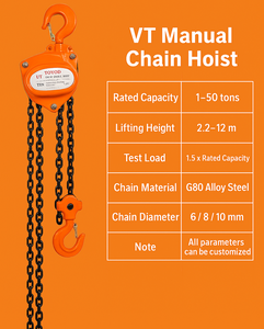 Alat Angkat Rantai Manual VT 1-20 Ton untuk Konstruksi, Rantai Baja G80, Angkat 2.2-12m - Product Image 6